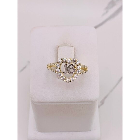 10k solid gold ring sweet 16 heart Size 6.5 - Picture 1 of 4